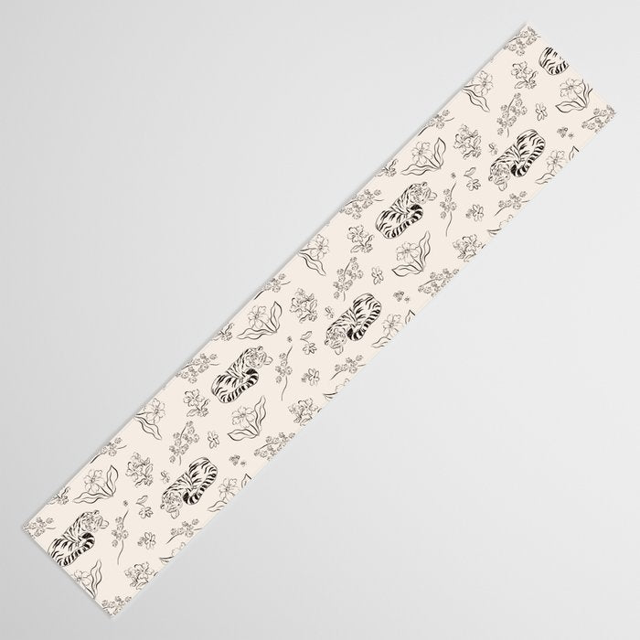 Tiger and Flower Line Art Table Runner Gallery Image 3