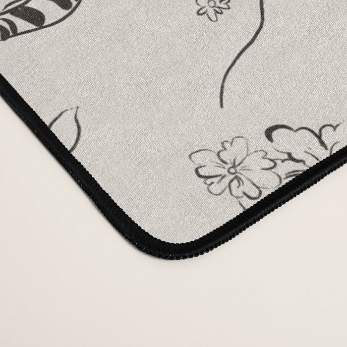 Tiger and Flower Line Art Desk Mat Gallery Image 4