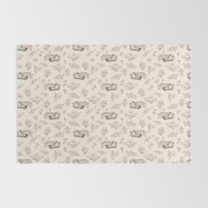 Tiger and Flower Line Art Rug Gallery Image 2