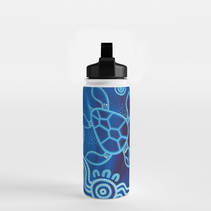 Authentic Aboriginal Artwork - 2 Turtles  Water Bottle Gallery Image 2