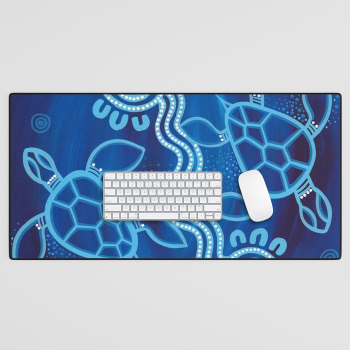 Authentic Aboriginal Artwork - 2 Turtles  Desk Mat Gallery Image 1