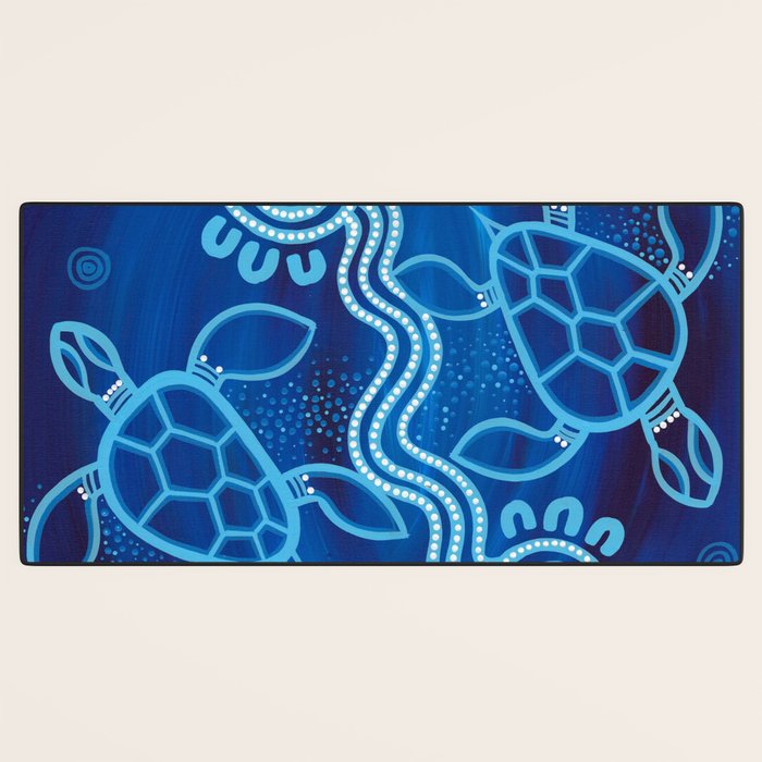 Authentic Aboriginal Artwork - 2 Turtles  Desk Mat Gallery Image 3