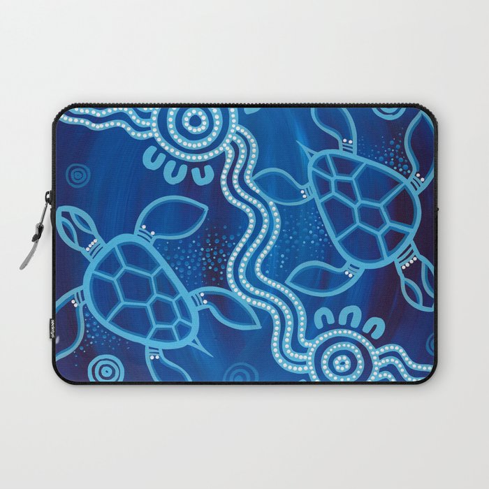 Authentic Aboriginal Artwork - 2 Turtles  Laptop Sleeve