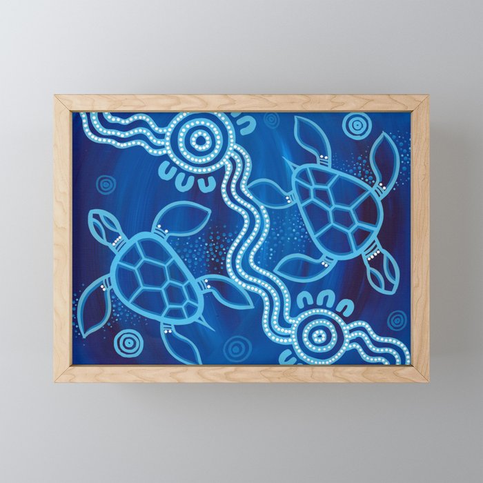 Authentic Aboriginal Artwork - 2 Turtles  Mini Art Print Gallery Image 1