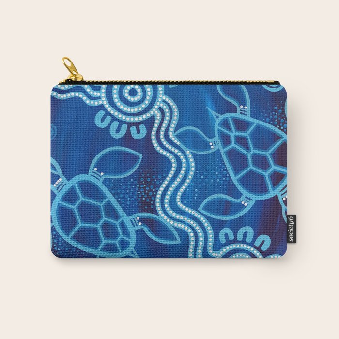 Authentic Aboriginal Artwork - 2 Turtles  Carry All Pouch Gallery Image 1