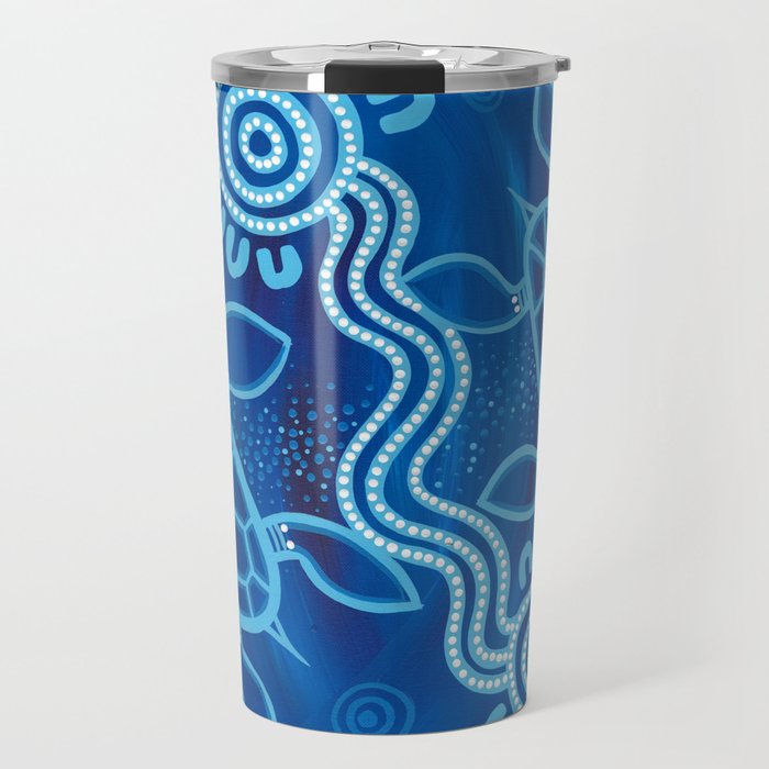 Authentic Aboriginal Artwork - 2 Turtles  Travel Mug Gallery Image 1