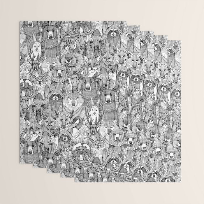 canadian animals black white Wrapping Paper Gallery Image 3