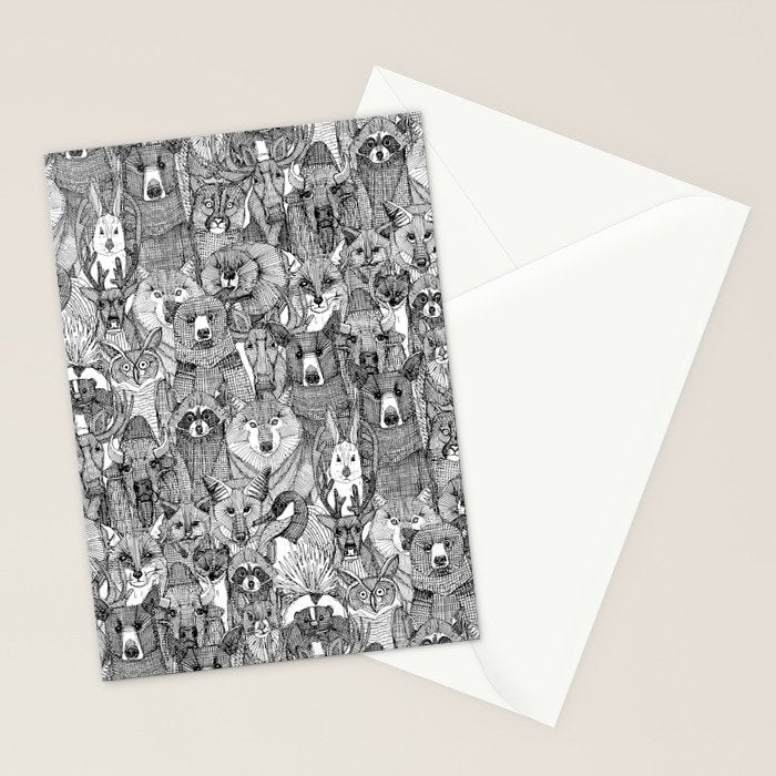 canadian animals black white Stationery Card Gallery Image 2
