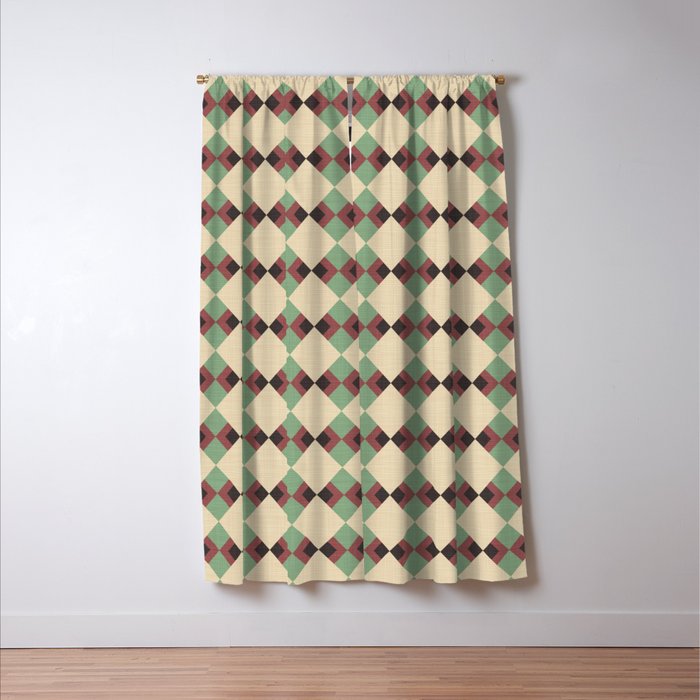 Geometric Trend Pistache and Cocoa Window Curtain Gallery Image 3