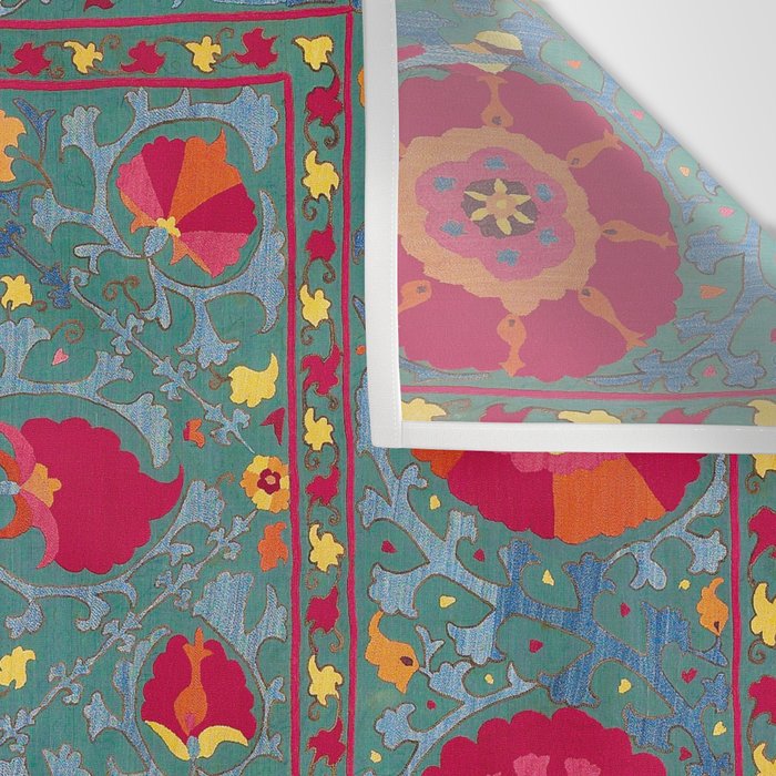 Bokhara Suzani Uzbekistan Embroidery Print With Green Wall Tapestry Gallery Image 3
