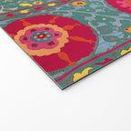Bokhara Suzani Uzbekistan Embroidery Print With Green Welcome Mat Gallery Image 2