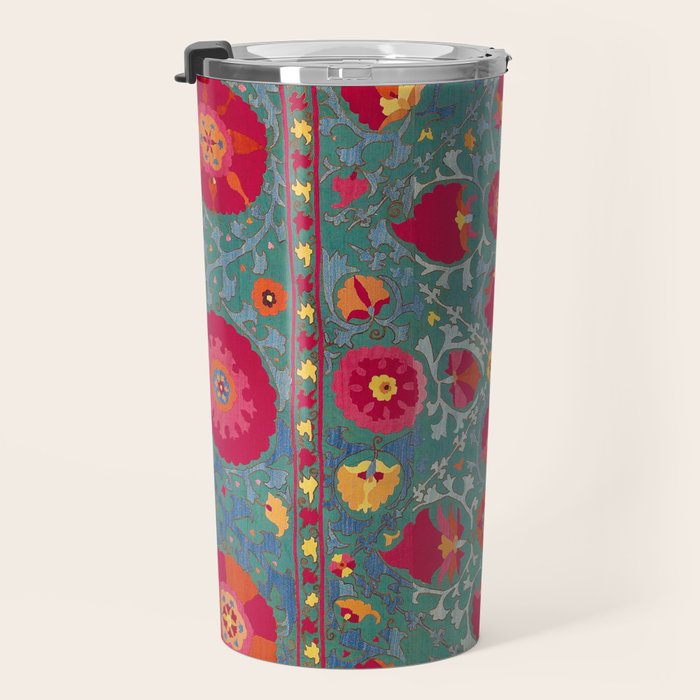 Bokhara Suzani Uzbekistan Embroidery Print With Green Travel Mug Gallery Image 3