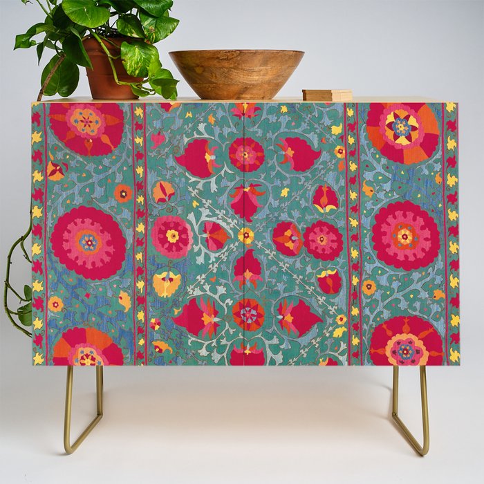 Bokhara Suzani Uzbekistan Embroidery Print With Green Credenza Gallery Image 1