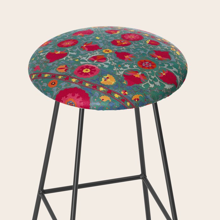 Bokhara Suzani Uzbekistan Embroidery Print With Green Stool Gallery Image 2
