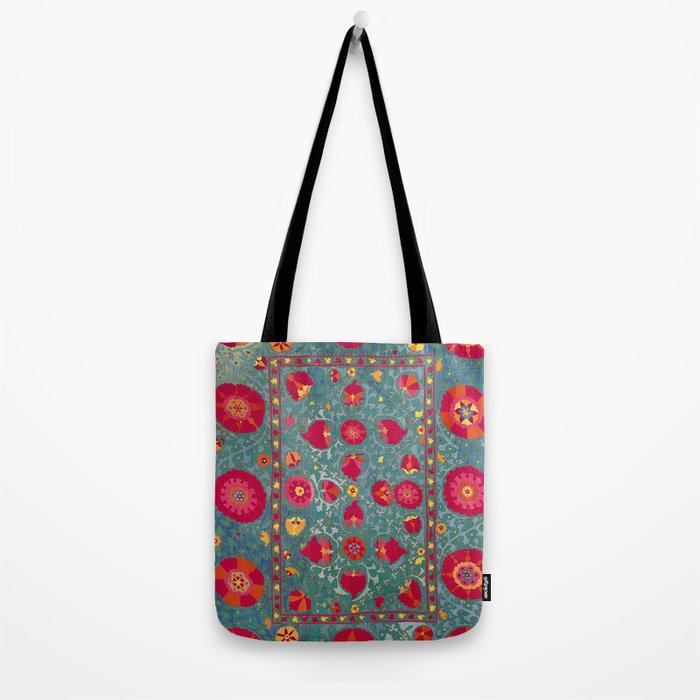 Bokhara Suzani Uzbekistan Embroidery Print With Green Tote Bag Gallery Image 2