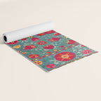 Bokhara Suzani Uzbekistan Embroidery Print With Green Yoga Mat Gallery Image 2