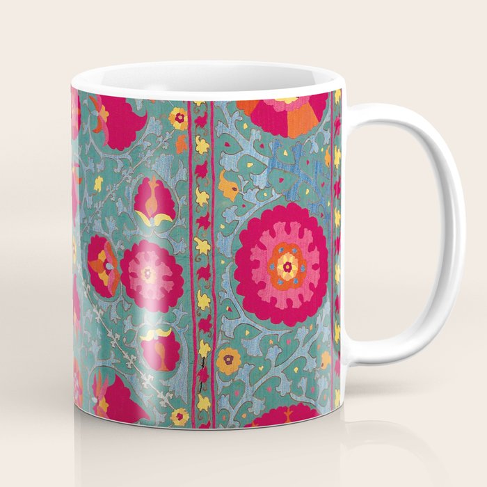Bokhara Suzani Uzbekistan Embroidery Print With Green Coffee Mug Gallery Image 1