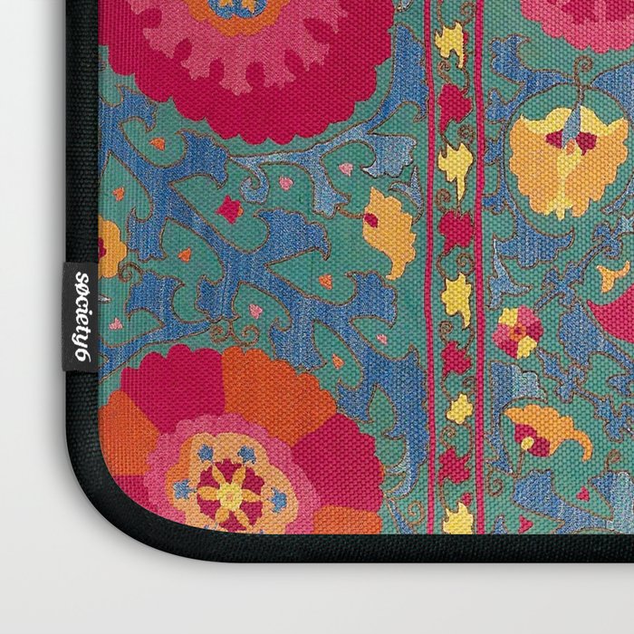 Bokhara Suzani Uzbekistan Embroidery Print With Green Laptop Sleeve Gallery Image 3