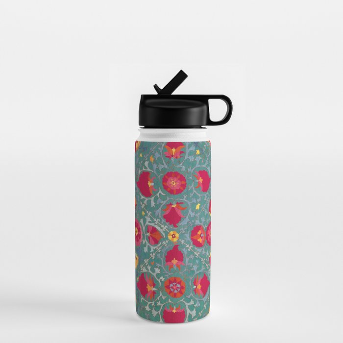Bokhara Suzani Uzbekistan Embroidery Print With Green Water Bottle Gallery Image 1