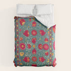 Bokhara Suzani Uzbekistan Embroidery Print With Green Duvet Cover Gallery Image 6