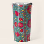Bokhara Suzani Uzbekistan Embroidery Print With Green Travel Mug Gallery Image 2