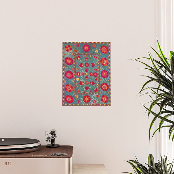 Bokhara Suzani Uzbekistan Embroidery Print With Green Poster Gallery Image 2