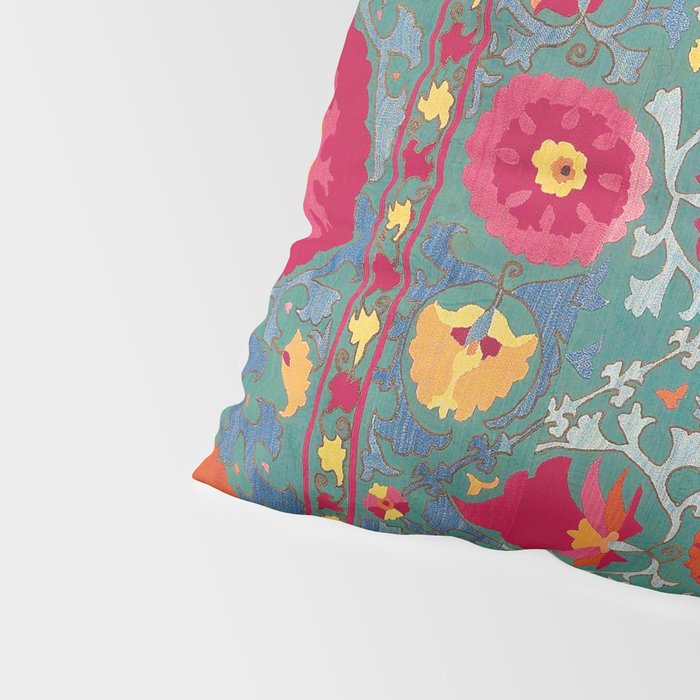 Bokhara Suzani Uzbekistan Embroidery Print With Green Pillow Sham Gallery Image 4