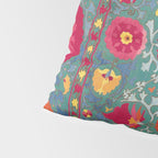 Bokhara Suzani Uzbekistan Embroidery Print With Green Pillow Sham Gallery Image 4