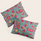 Bokhara Suzani Uzbekistan Embroidery Print With Green Pillow Sham Gallery Image 3