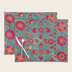 Bokhara Suzani Uzbekistan Embroidery Print With Green Placemat Gallery Image 1