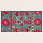Bokhara Suzani Uzbekistan Embroidery Print With Green Desk Mat Gallery Image 3