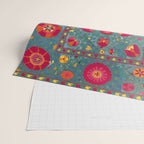 Bokhara Suzani Uzbekistan Embroidery Print With Green Wrapping Paper Gallery Image 2