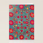 Bokhara Suzani Uzbekistan Embroidery Print With Green Stationery Card Gallery Image 2