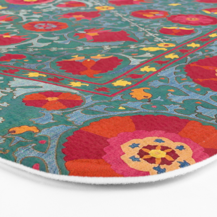 Bokhara Suzani Uzbekistan Embroidery Print With Green Bath Mat Gallery Image 3