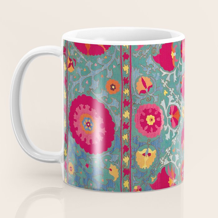 Bokhara Suzani Uzbekistan Embroidery Print With Green Coffee Mug Gallery Image 3