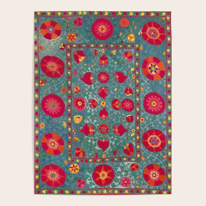 Bokhara Suzani Uzbekistan Embroidery Print With Green Poster Gallery Image 1