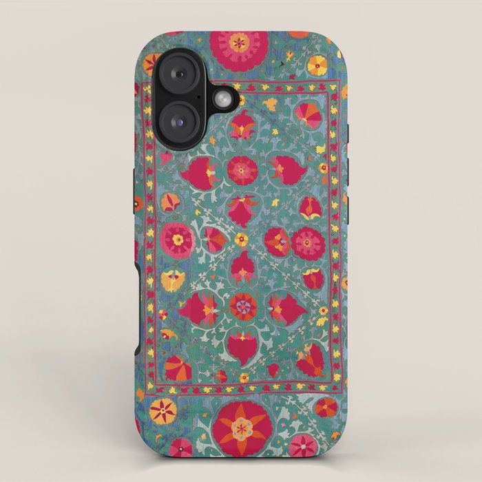 Bokhara Suzani Uzbekistan Embroidery Print With Green iPhone Case Gallery Image 1