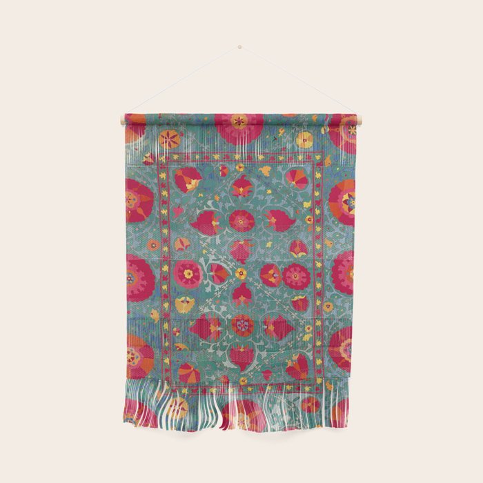 Bokhara Suzani Uzbekistan Embroidery Print With Green Wall Hanging Gallery Image 1