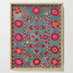 Bokhara Suzani Uzbekistan Embroidery Print With Green Serving Tray Gallery Image 1