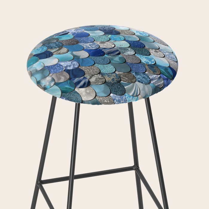 Mermaid Ocean Blue Pattern Stool Gallery Image 2