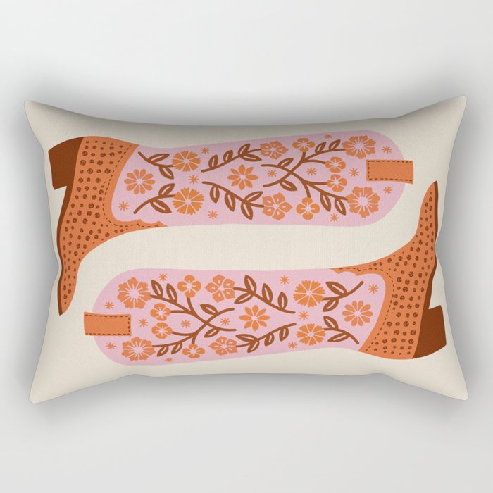 Cowgirl Boots - Pink and Orange Rectangular Pillow Gallery Image 2