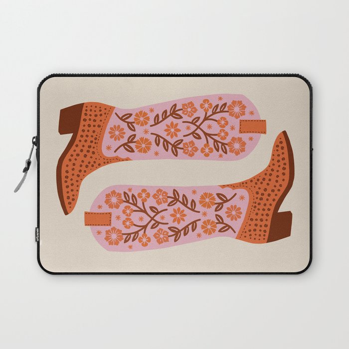 Cowgirl Boots - Pink and Orange Laptop Sleeve Gallery Image 1
