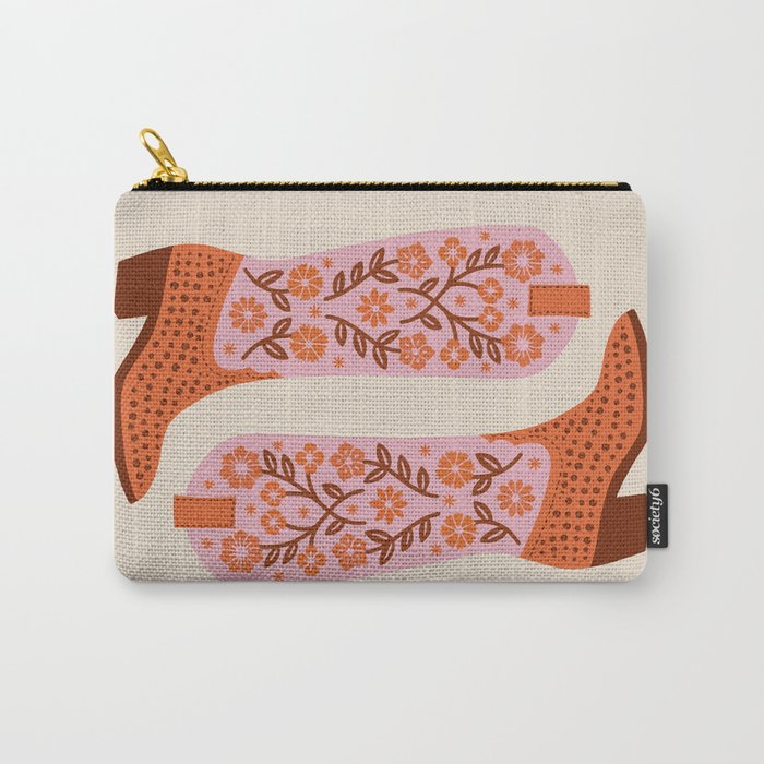Cowgirl Boots - Pink and Orange Carry All Pouch Gallery Image 1