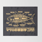 Tuna Anatomy Japanese Maguro Sushi - Black Sand Throw Blanket Gallery Image 2