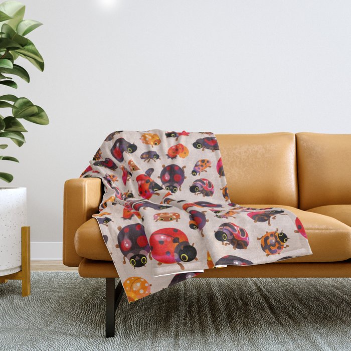 Lady beetles Throw Blanket Gallery Image 1
