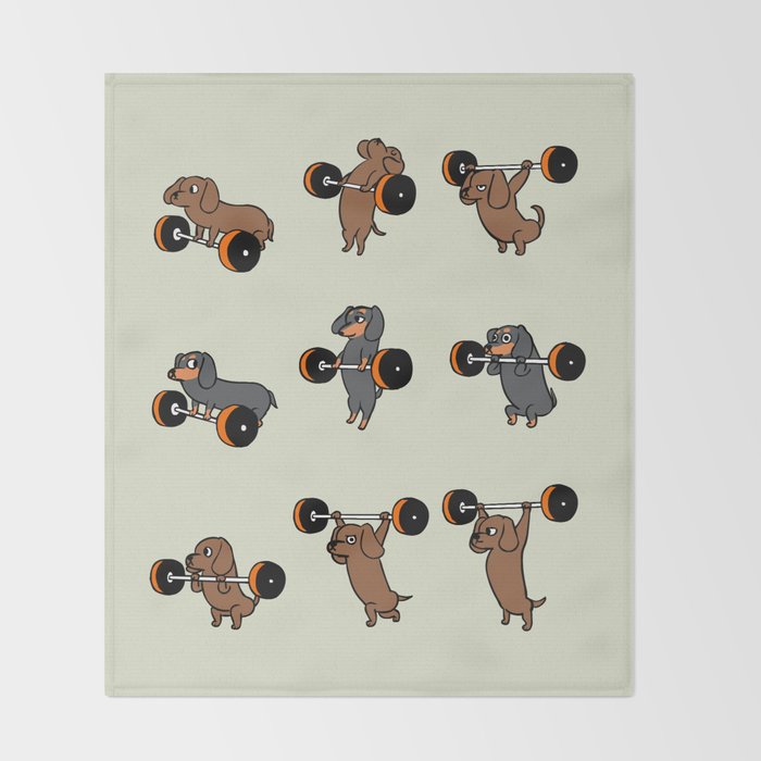 Olympic Lifting Dachshund Throw Blanket Gallery Image 2
