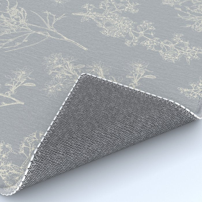 Botanical Cottage Floral Pattern in Muted Gray Blue and Cream Rug Gallery Image 4