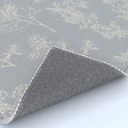 Botanical Cottage Floral Pattern in Muted Gray Blue and Cream Rug Gallery Image 4