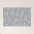 Botanical Cottage Floral Pattern in Muted Gray Blue and Cream Welcome Mat Gallery Image 1