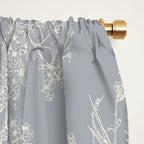 Botanical Cottage Floral Pattern in Muted Gray Blue and Cream Window Curtain Gallery Image 2